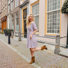 Sunny wrap dress blauw Jurk Hipvoordeheb.nl