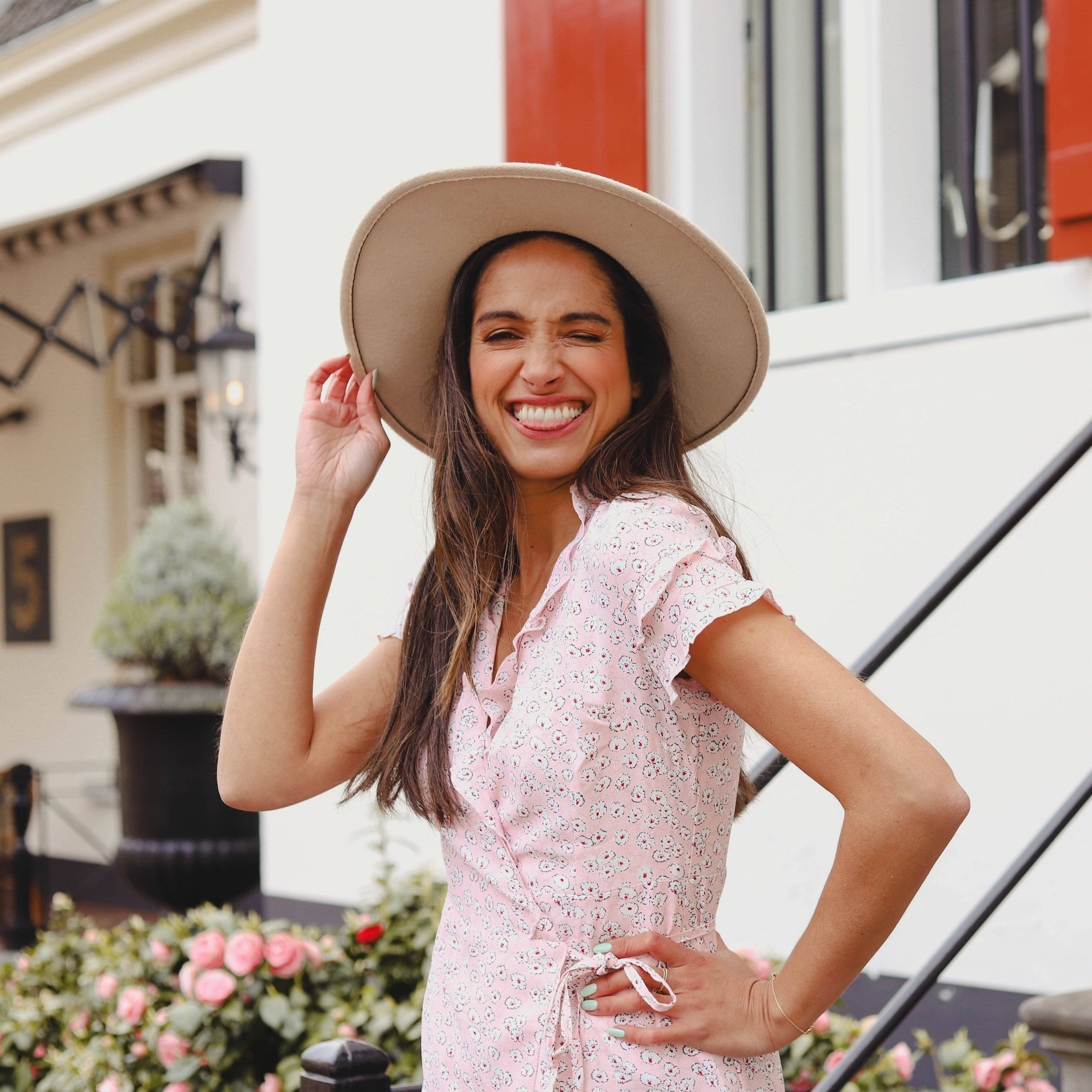 Fleurie wikkeljurkje roze Jurk Hipvoordeheb.nl