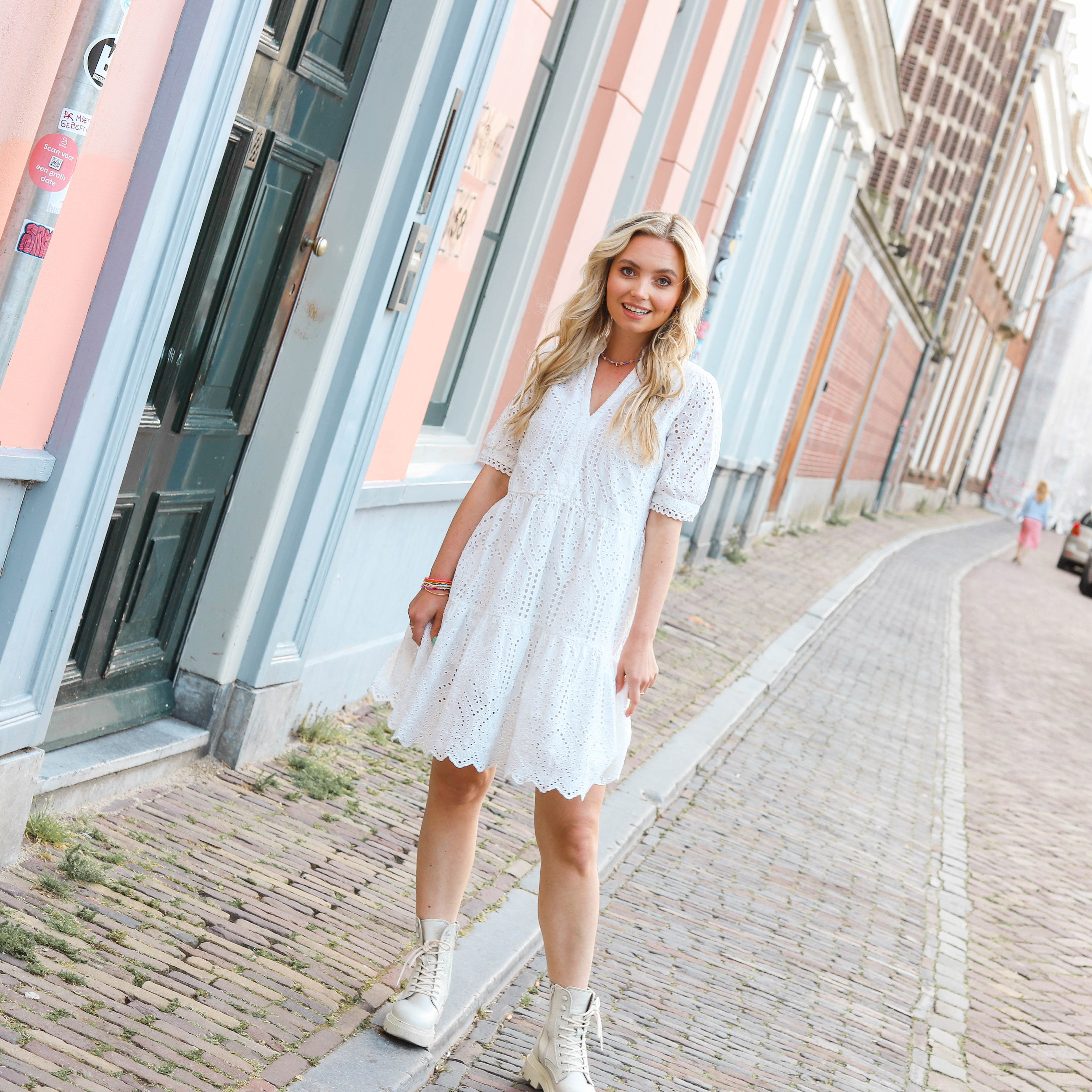 YAS Holi dress broderie white Jurk YAS 