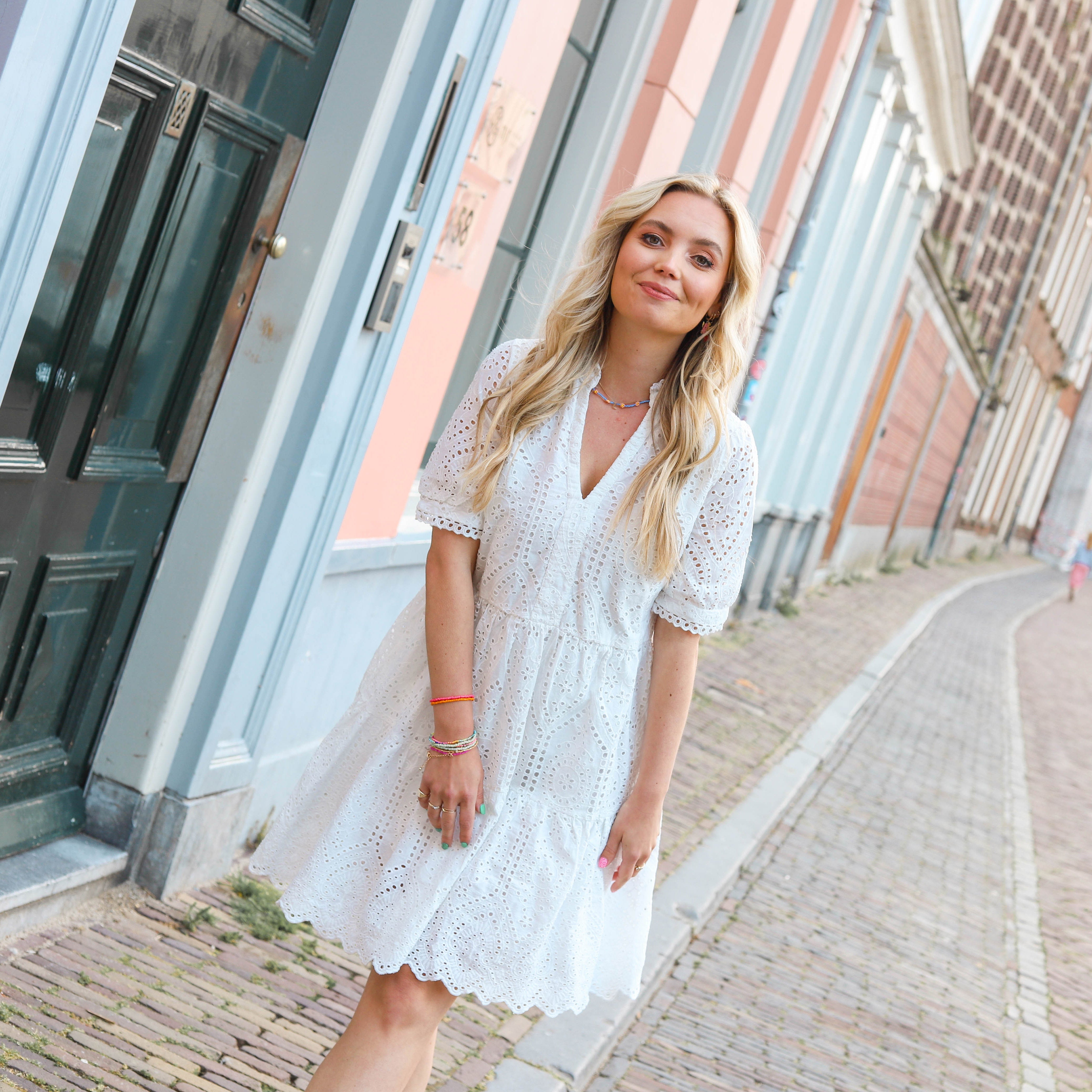 YAS Holi dress broderie white Jurk YAS 