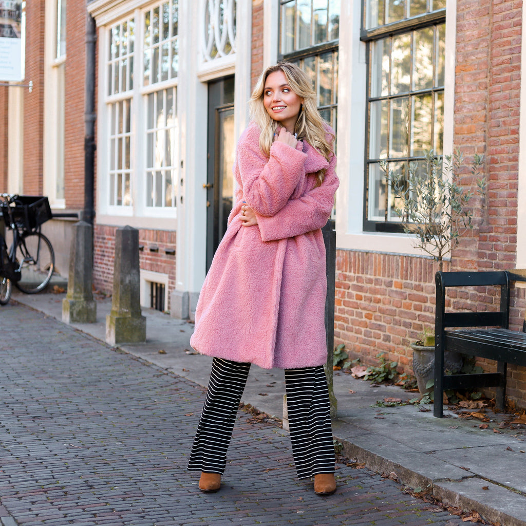 Tess teddy coat licht roze light Jas Hipvoordeheb.nl 