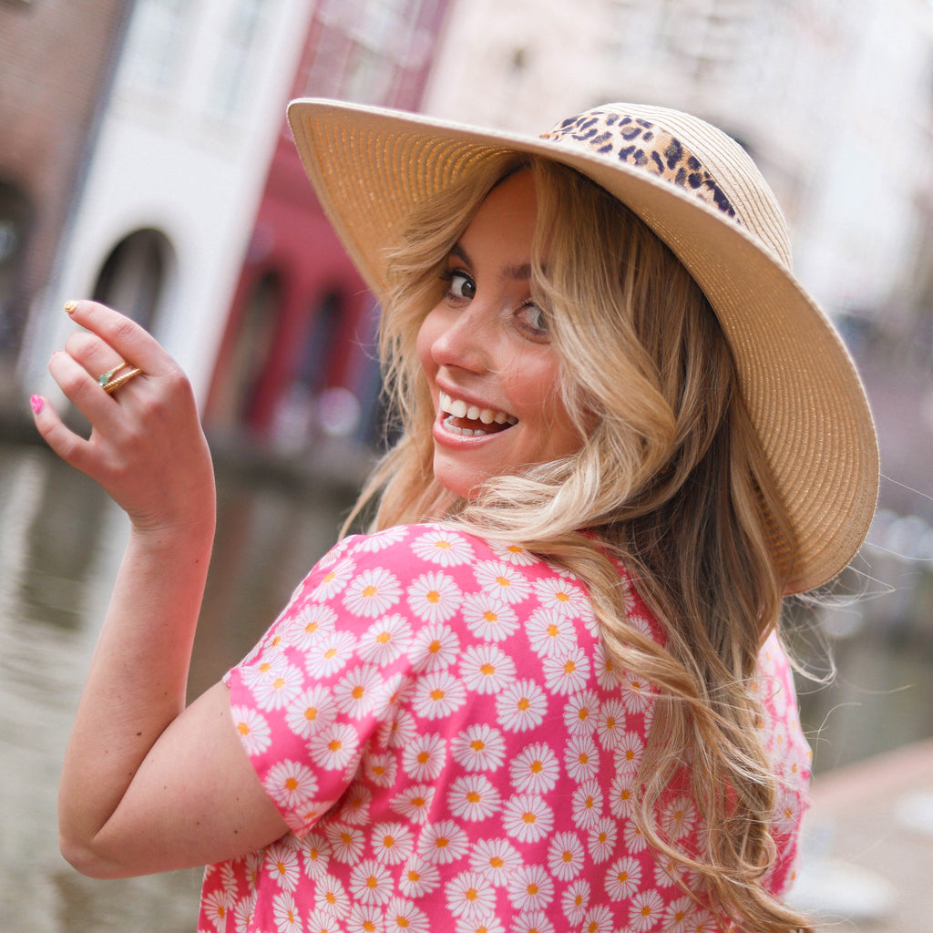 Vera Straw hat leopard KLAAR Hoed Hipvoordeheb.nl 