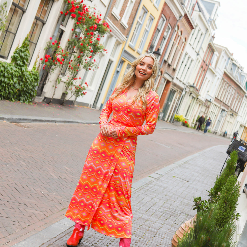 Filia jurk aztec oranje Jurk Hipvoordeheb.nl 