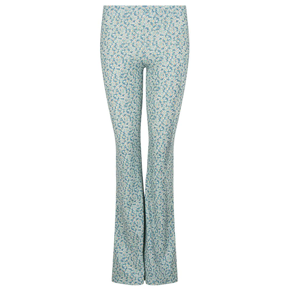 Flared legging bloemen new green Broek Hipvoordeheb.nl 