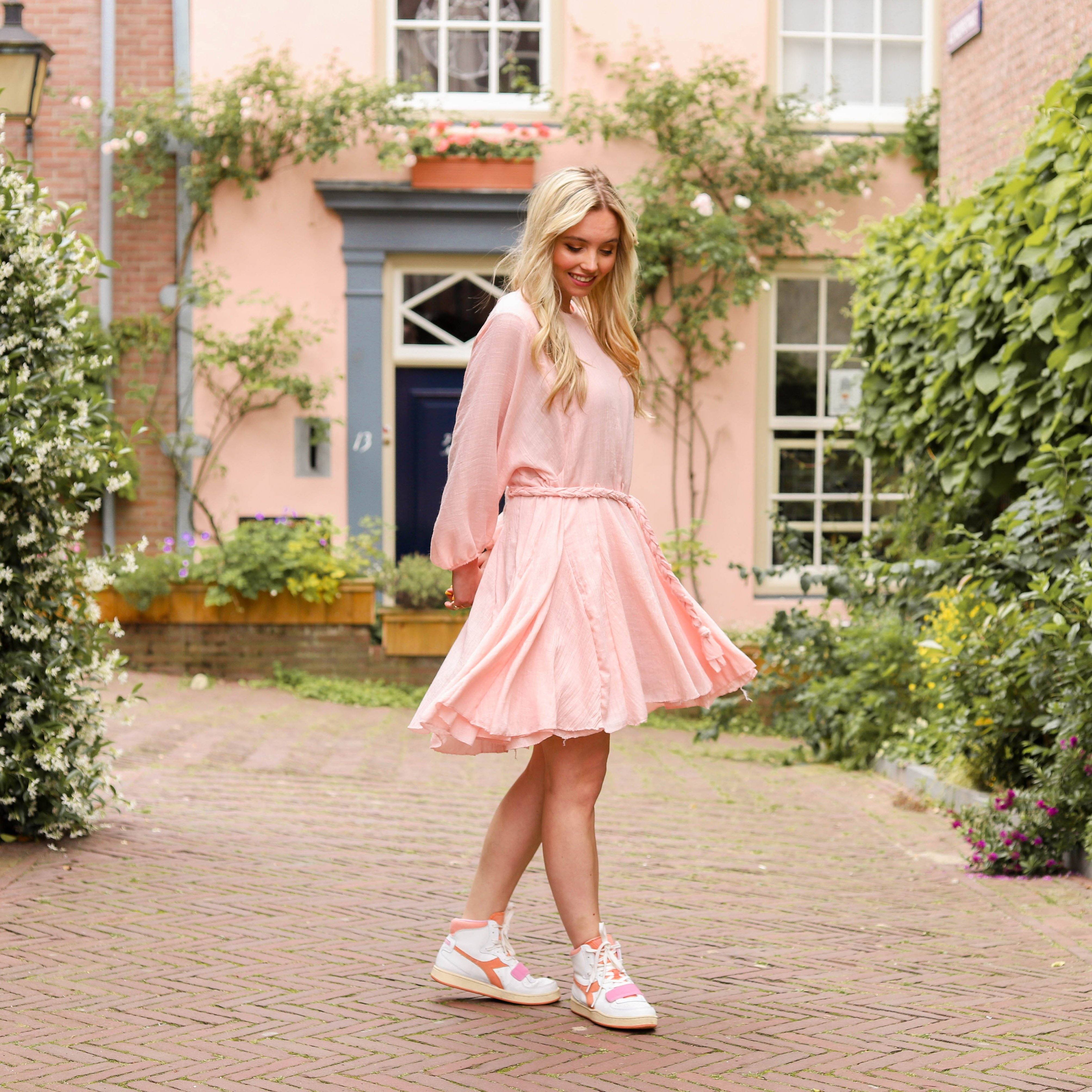 Indie jurkje katoen light rose Hipvoordeheb.nl 