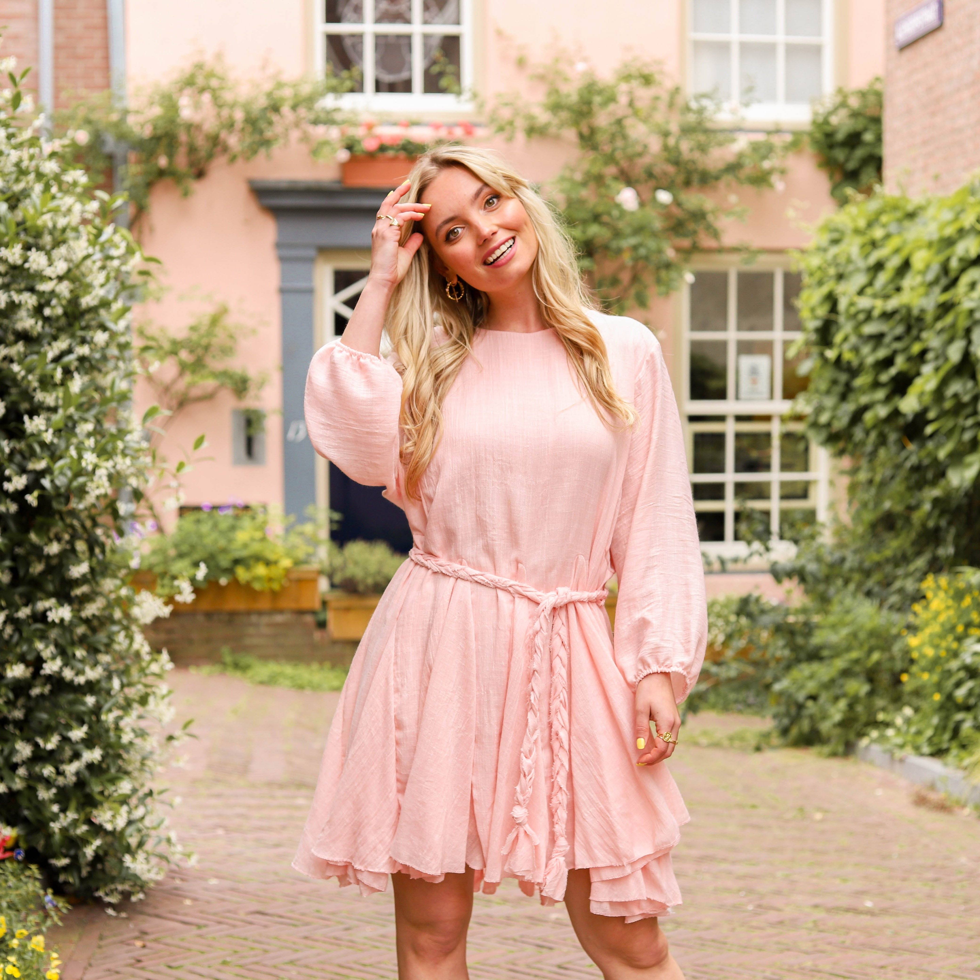 Indie jurkje katoen light rose Hipvoordeheb.nl 