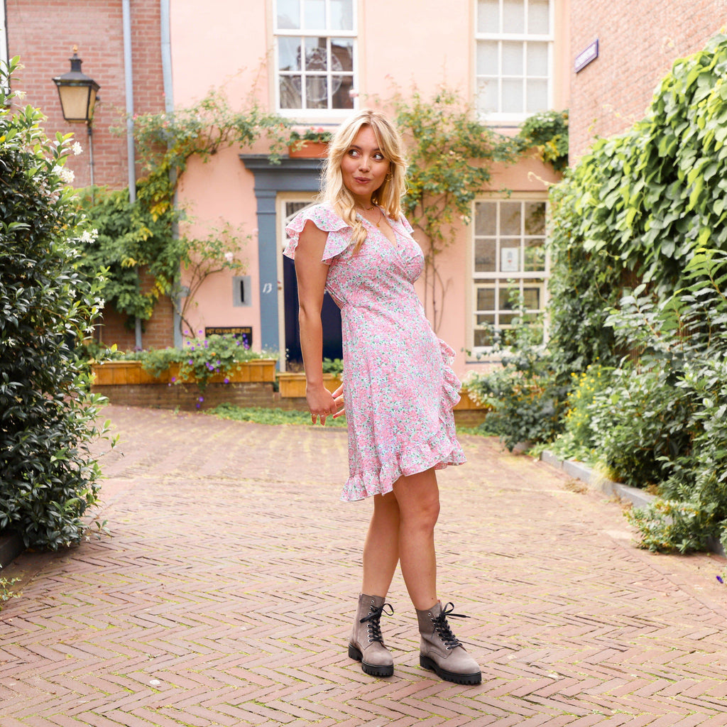 Rue dress pink flower Jurk Hipvoordeheb.nl 