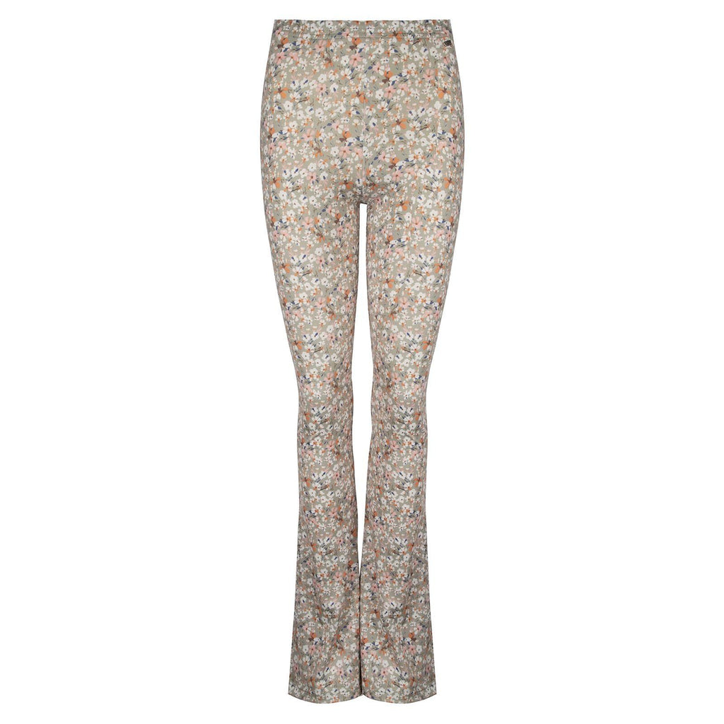 Soft flared legging bloemen multi beige Flared legging Hipvoordeheb.nl 