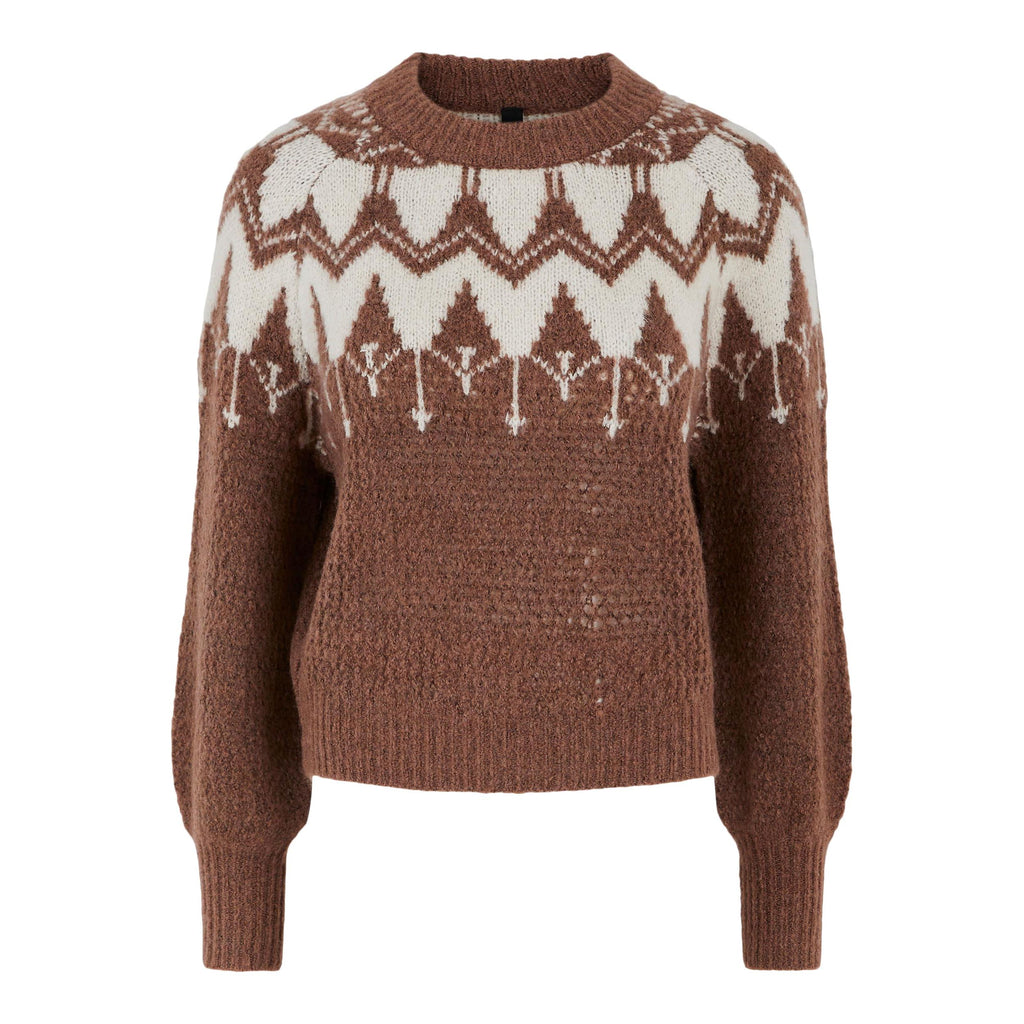YAS Vera knit cognac Trui Hipvoordeheb.nl 