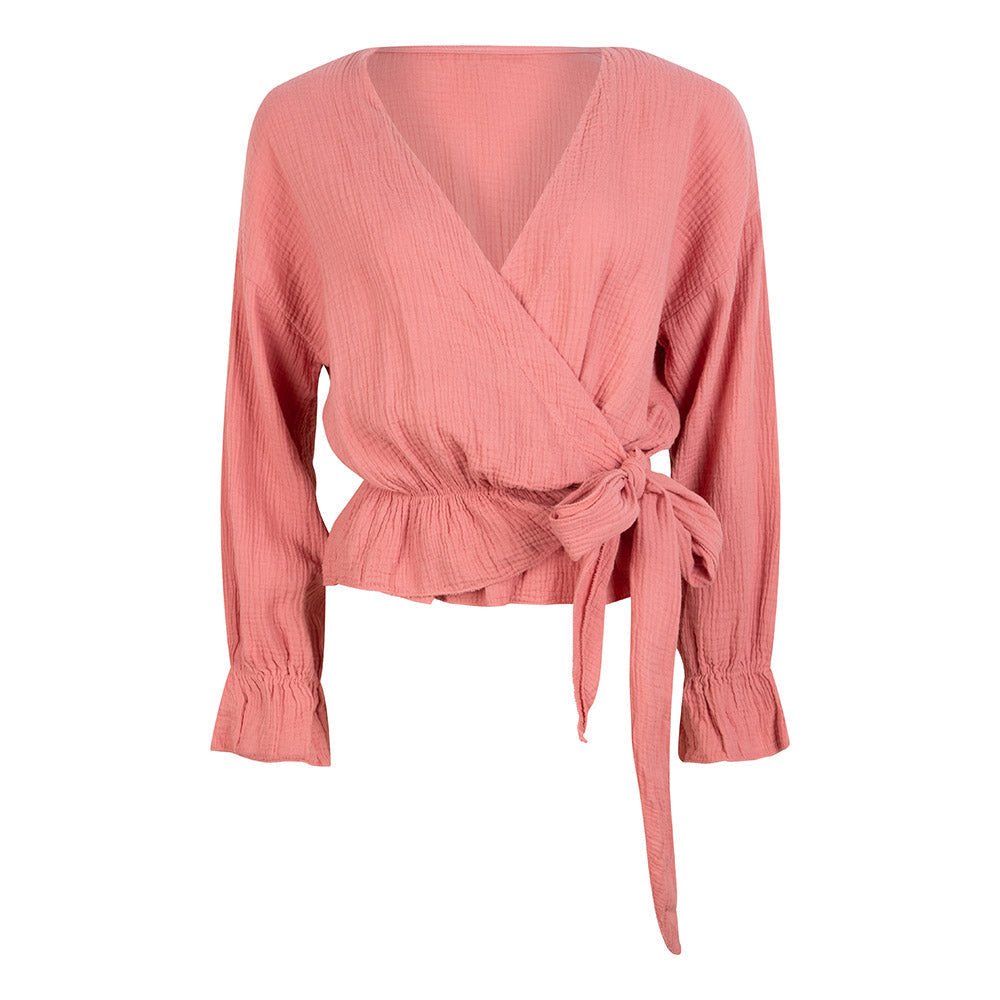 Lou strik top licht roze Blouse Hipvoordeheb.nl 