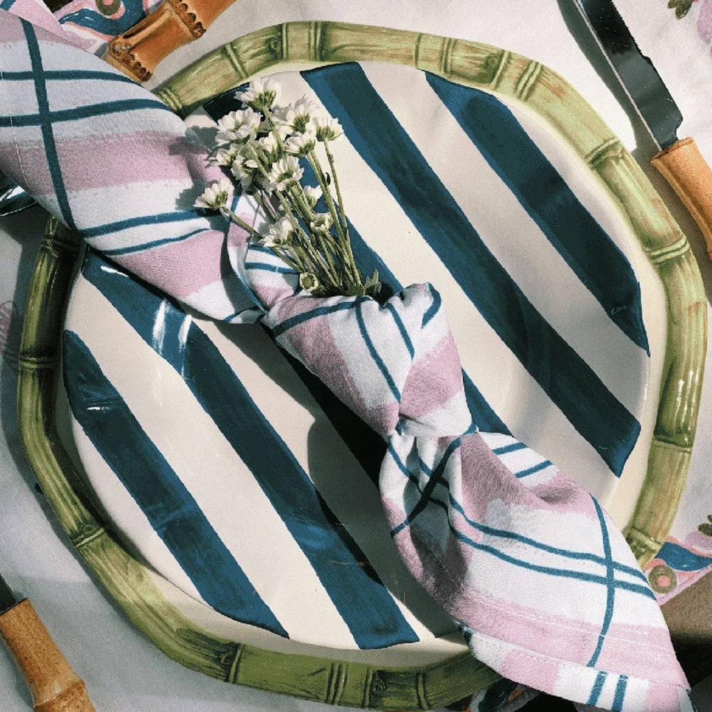 Anna + Nina Country Love Napkin Pink/Blue Living Hipvoordeheb.nl 