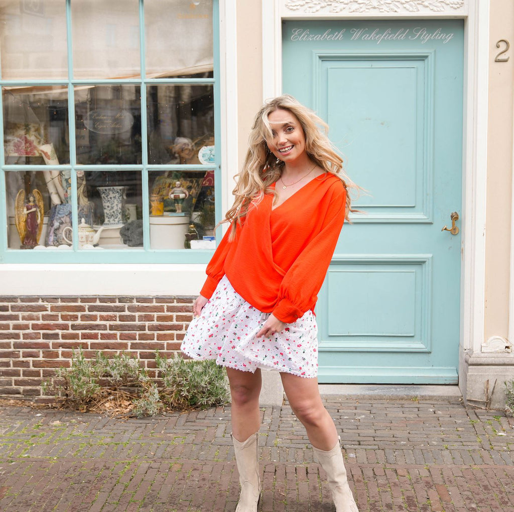 Chloe top oranje Top Hipvoordeheb.nl 